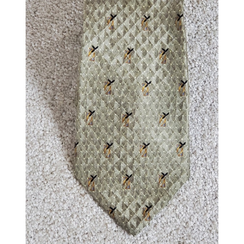 Bill‎ Blass Black Label Men's Neck Tie  100% Silk Tan Palm Trees 59.5"